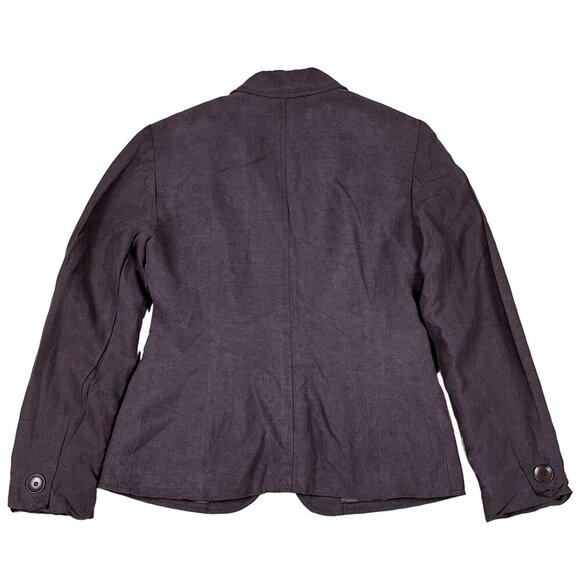 Jones New York Career Blazer Womens 4 Brown Silk & Linen Single Button Coat - Picture 2 of 7